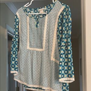 Matilda Jane Blue and White Geometric Blouse